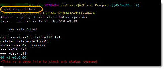 Git Show Command With Hash