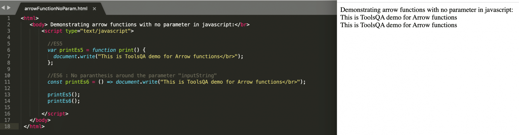 Arrow functions in Javascript with No Parameters