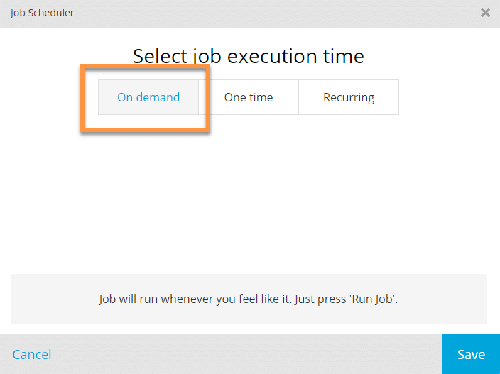 On Demand Execution Job Scheduling in TestProject