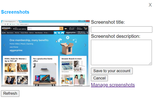Screenshot Description Box in Browserling