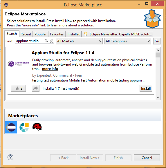Appium Studio for Eclipse - Installation and device connection