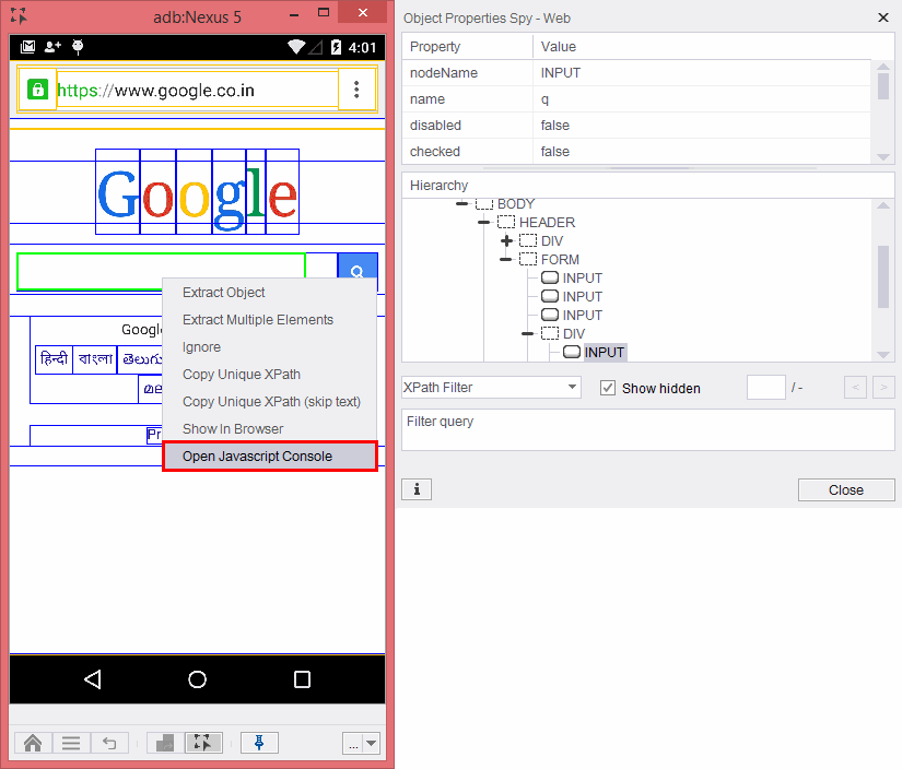 Object Spy and Xpath 1