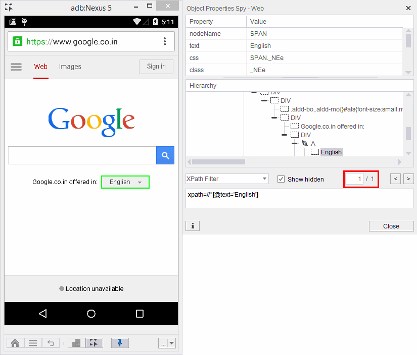 Object Spy and Xpath 1