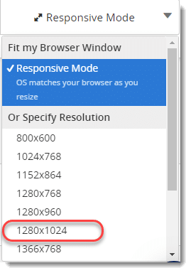 Live Testing On CrossBrowserTesting - Resolution Selection