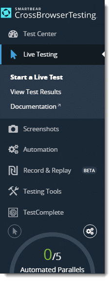 CrossBrowserTesting Dashboard accessibility_menu