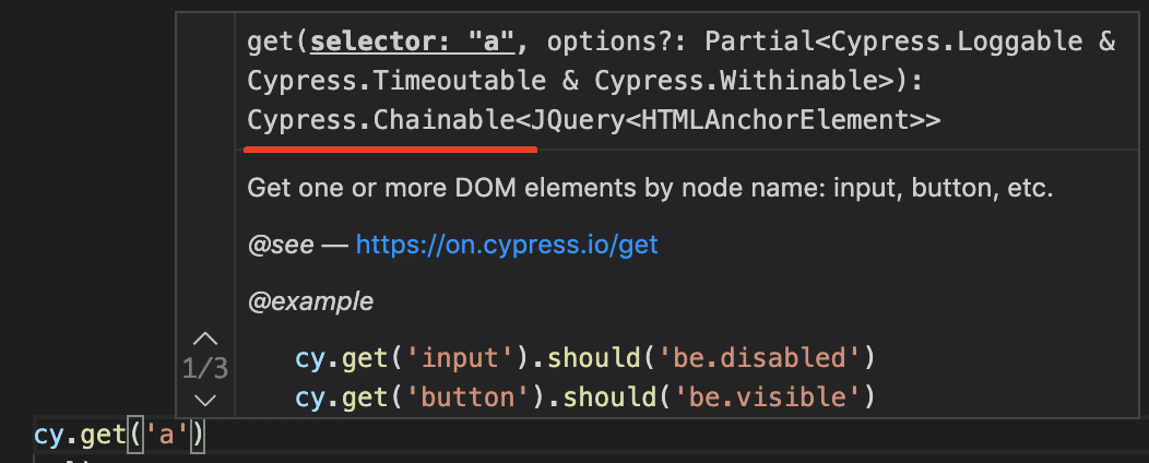 Cypress Get Command Chaining