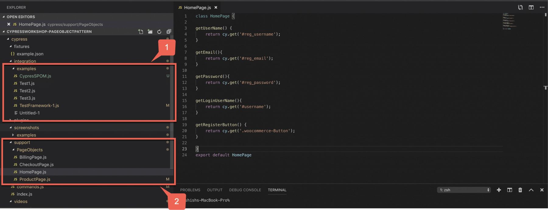 Page Object Pattern Folder Hierarchy in Cypress