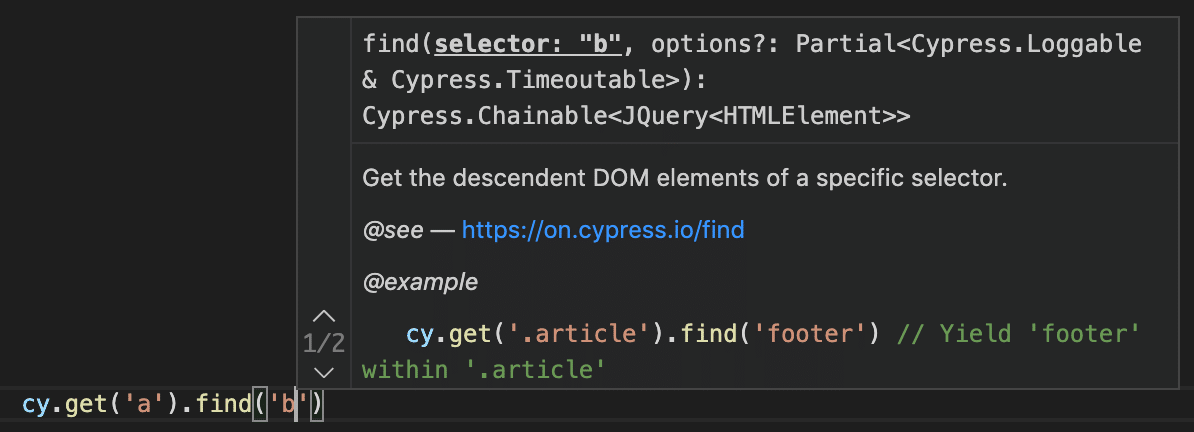 Cypress find command