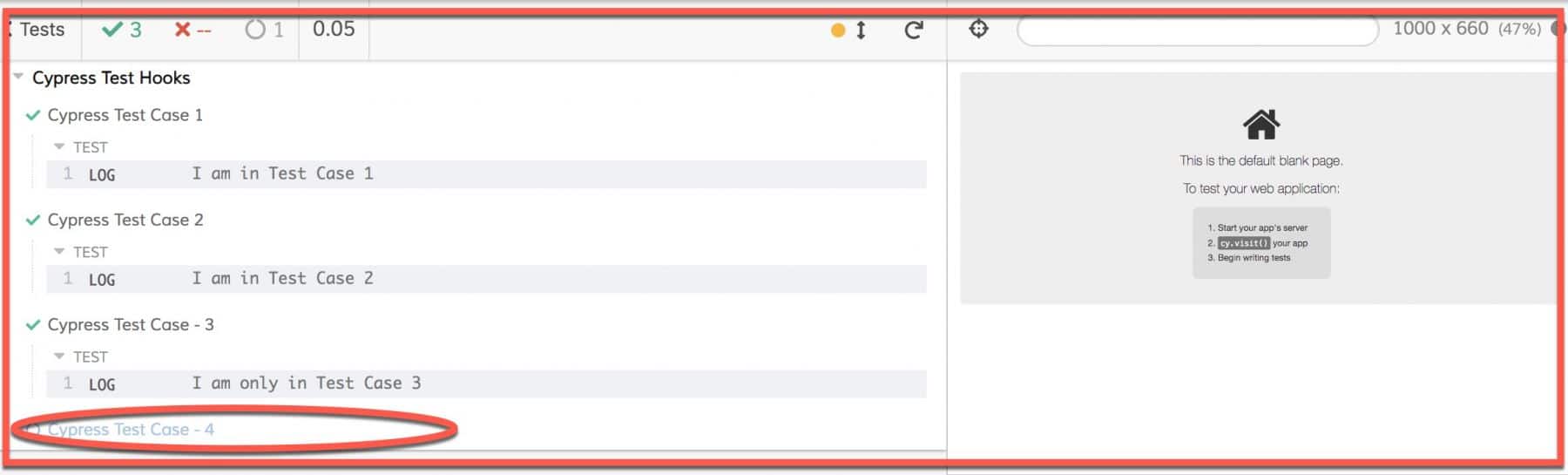 Skipping a test case in Test Run in Cypress