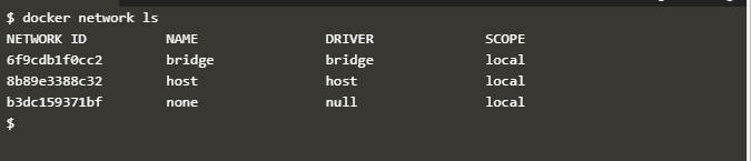 Docker Networking - docker network ls