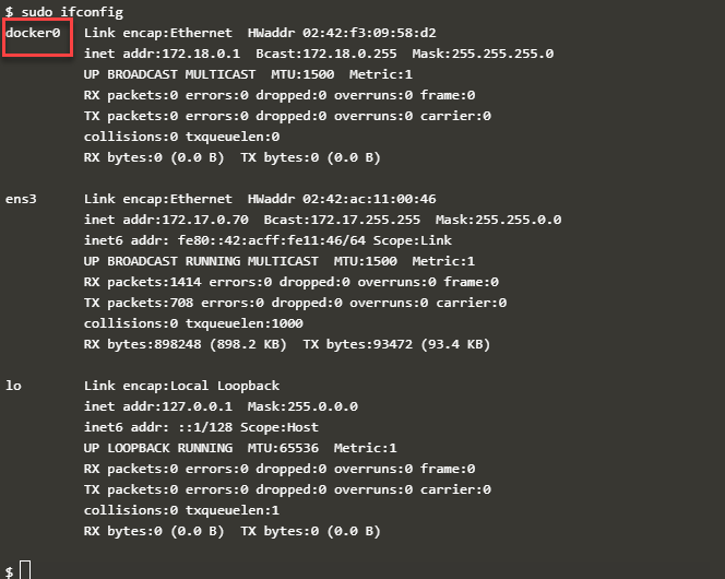 Docker Ethernet Adapter info