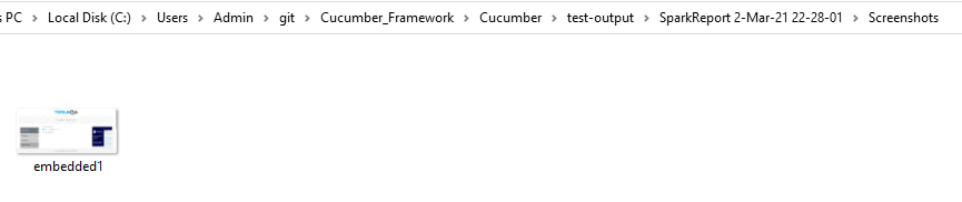 Screenshot folder | extent report for Cucumber