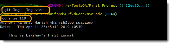 Git Log LogSize Command