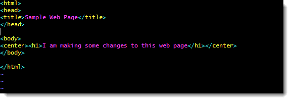 changed web page html code
