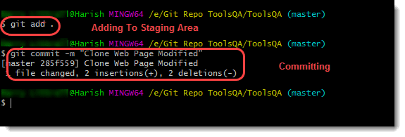 Git Add - committing clone web_page