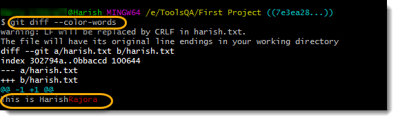 Git Difference Color Words Option