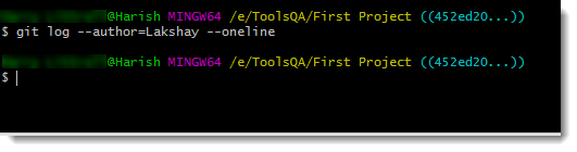 Git Log Author Lakshay
