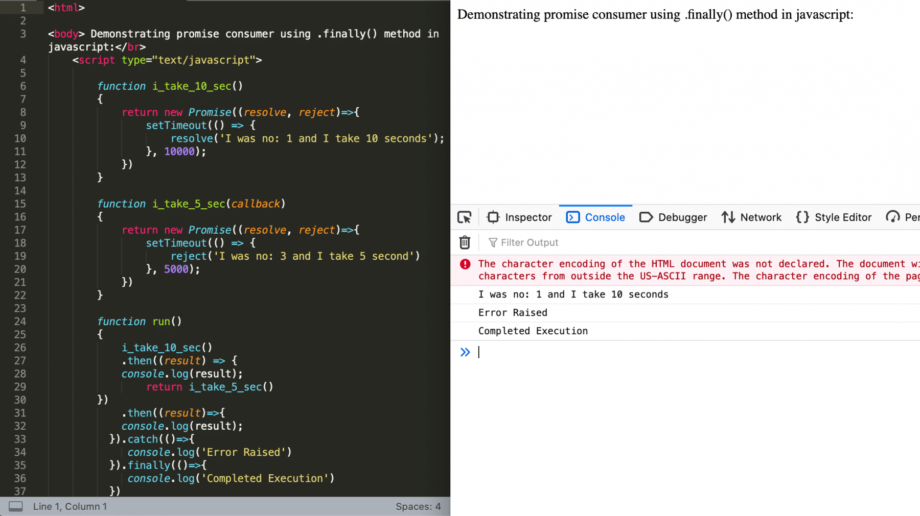  Using finally clause to handle promise in JavaScript