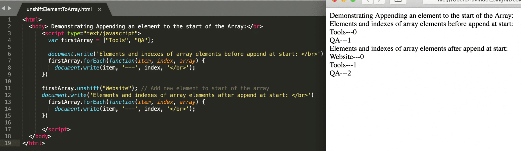 Array in JavaScript and Common Operations on Arrays with examples
