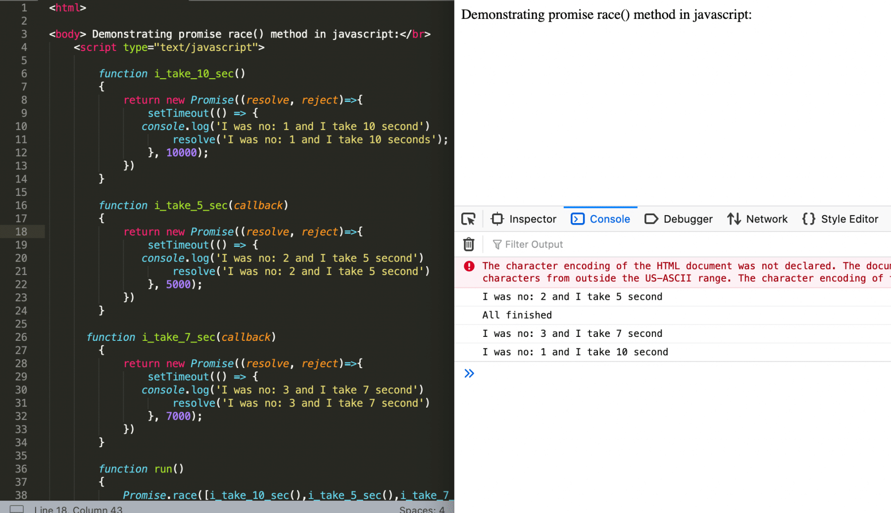  Usage of Promise.Race method