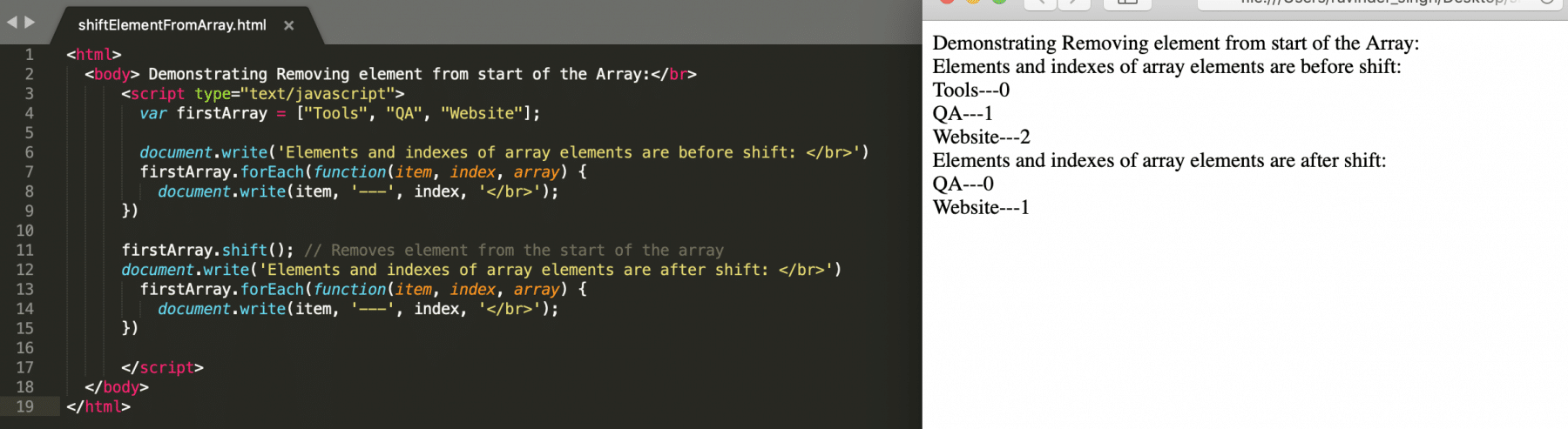 Array in JavaScript and Common Operations on Arrays with examples