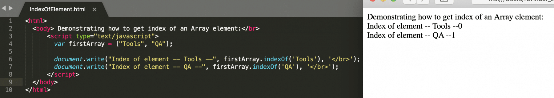 Find Index of Array Elment