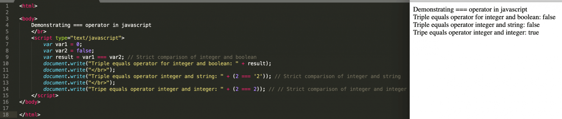 Operator Inequality Operator Javascript