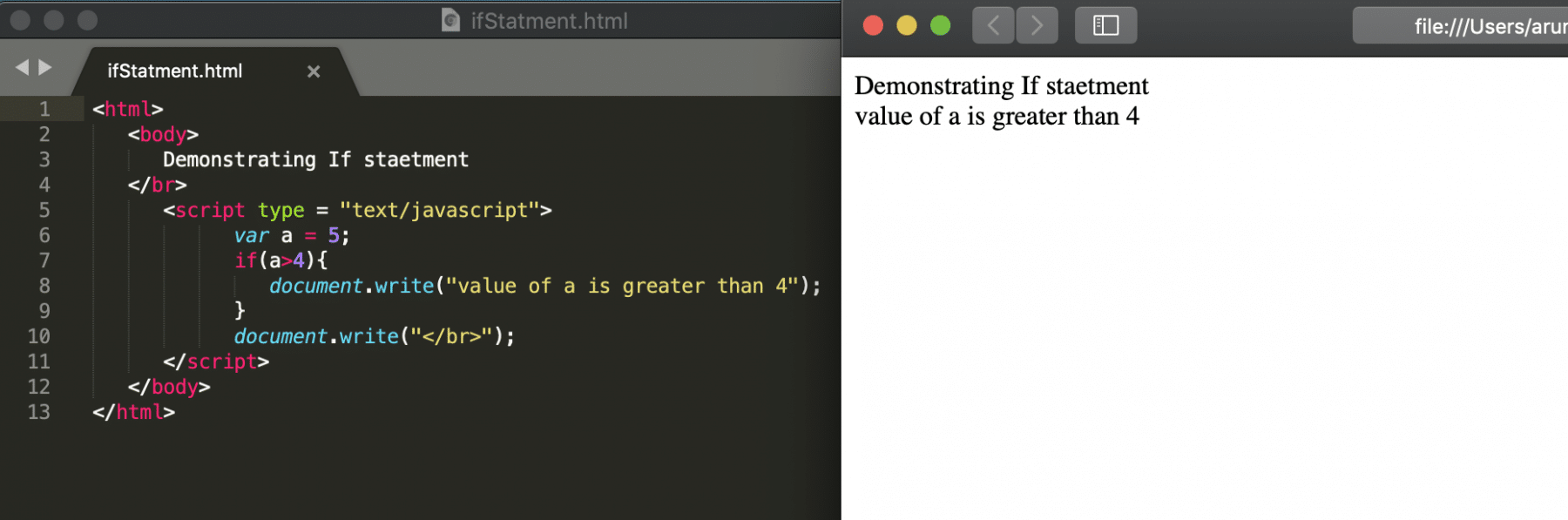 What is a Conditional Statement in JavaScript or a Desicion Statement?