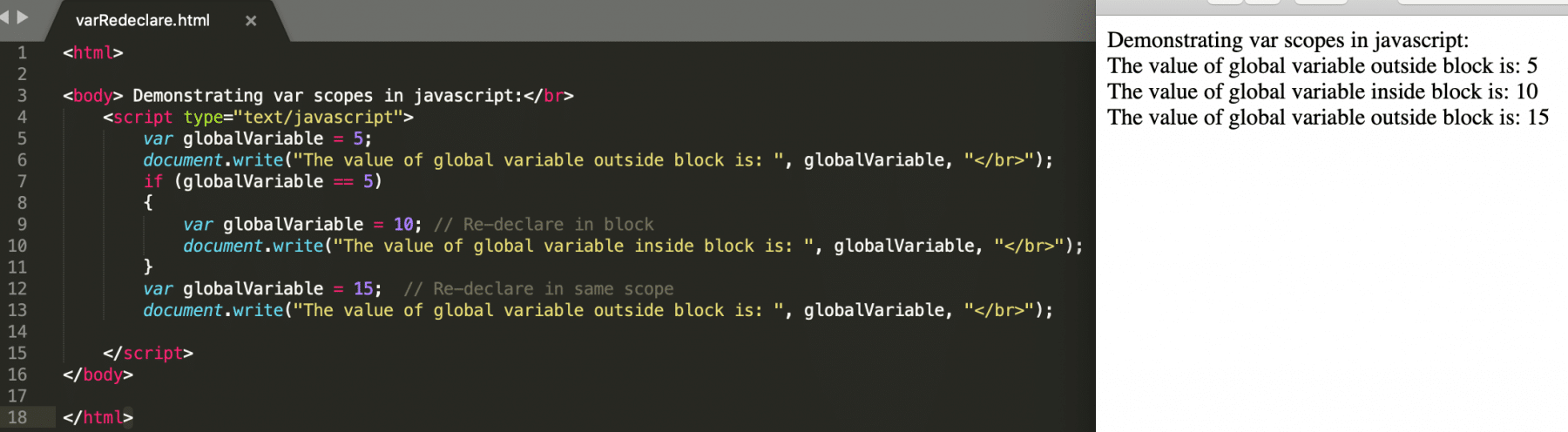  JavaScript Let vs Var - Var Re-declare