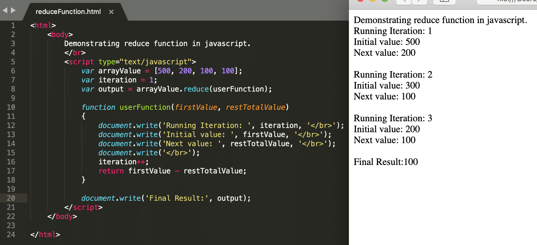 Javascript Array Methods- Reduce function