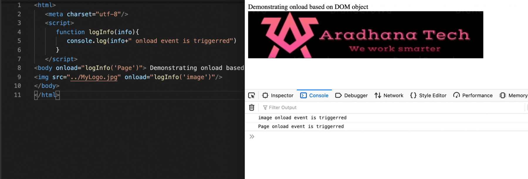  Demonstrating OnLoad based on DOM object