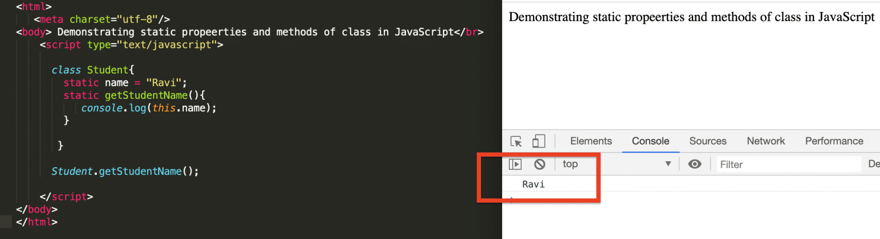  Static methods in JavaScripts class