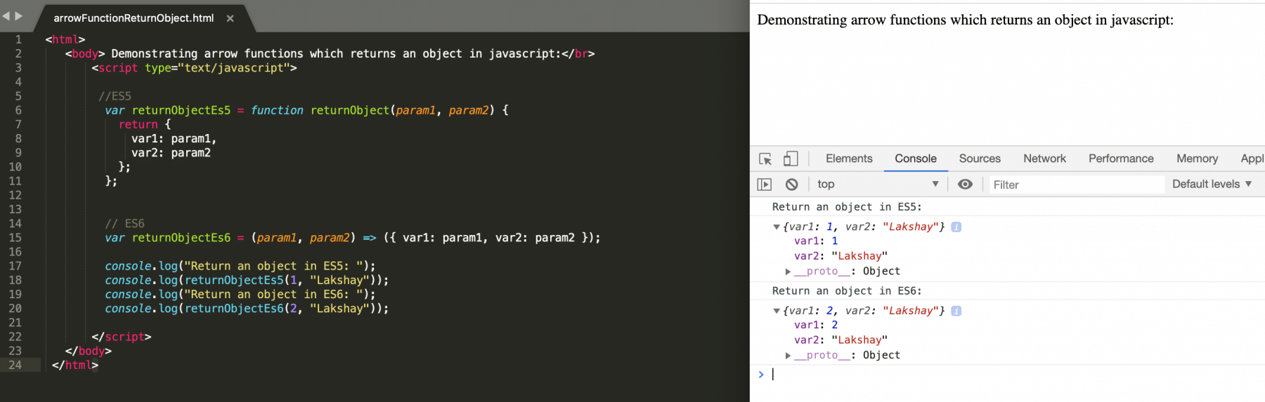 Arrow functions in Javascript for returning objects