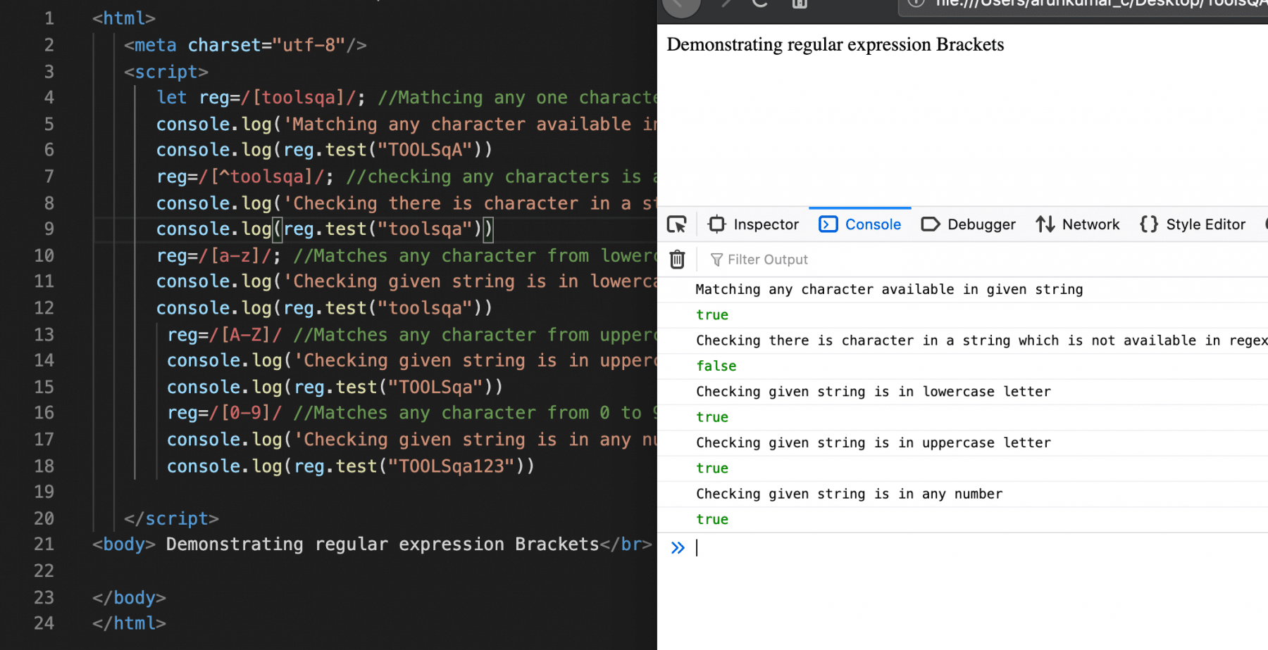  Using Brackets to define a regular expression in JavaScript