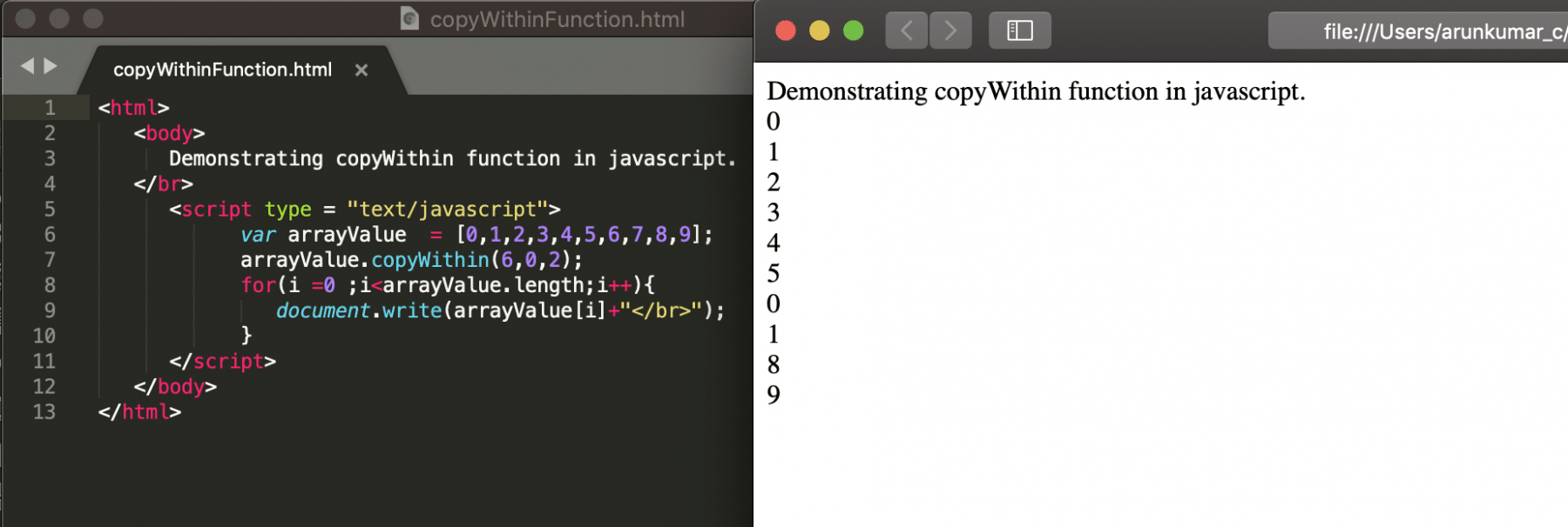 Copy Within Method in Javascript