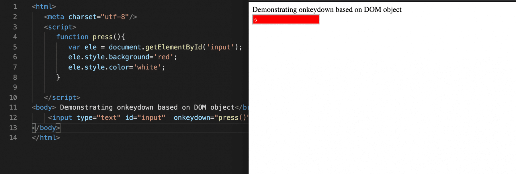  OnKeyDown Event Handler In JavaScript