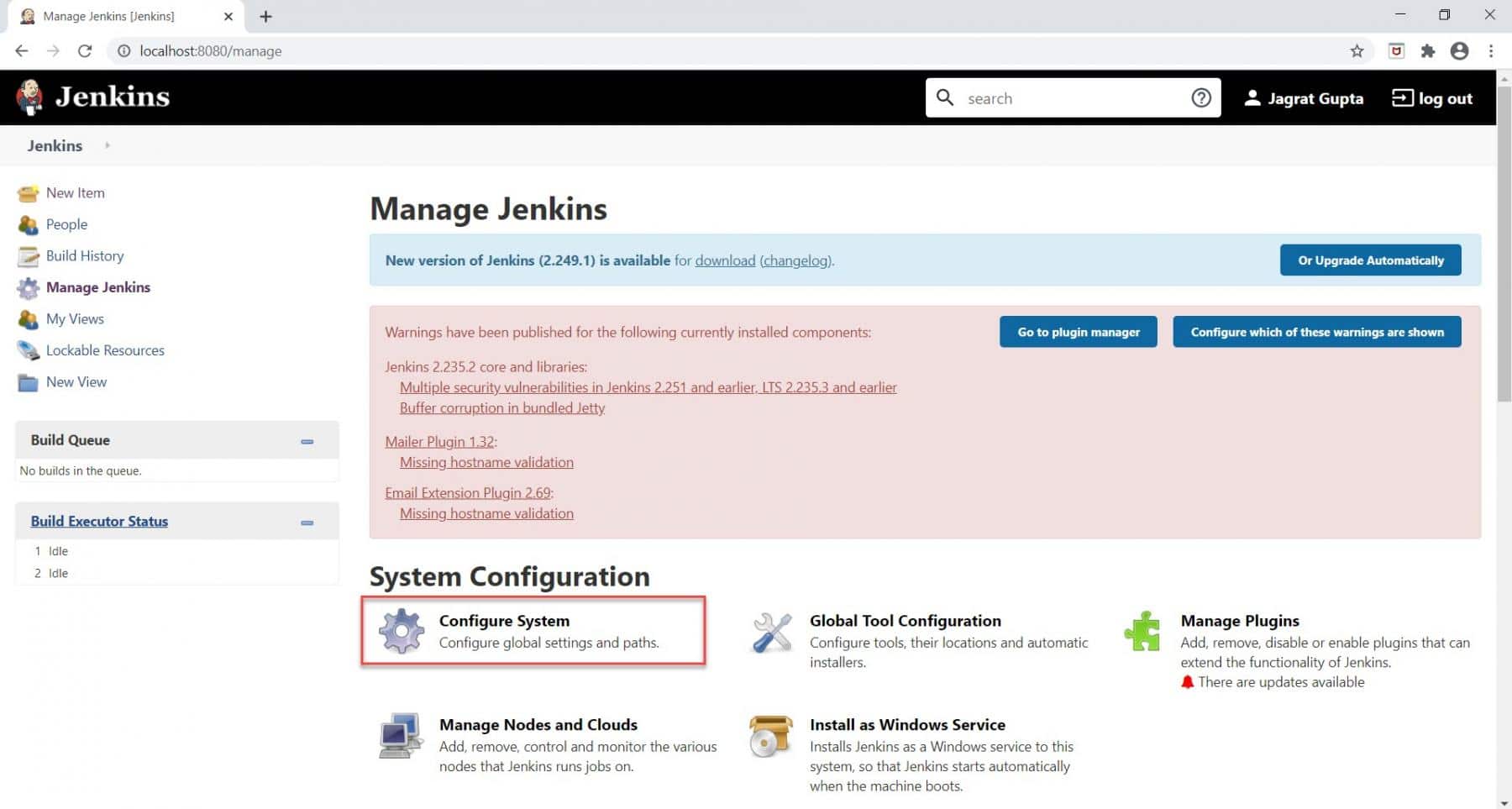 Jenkins Configure: configure system