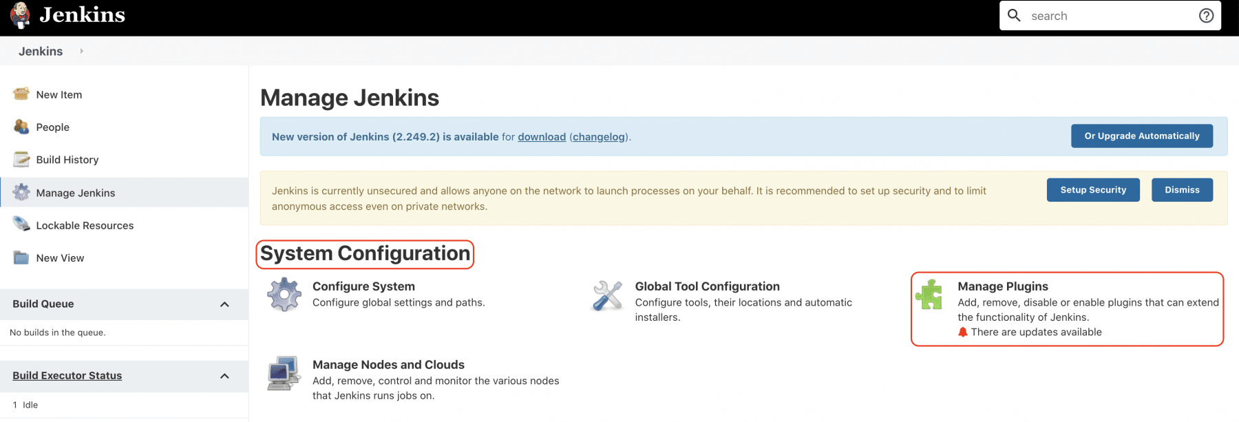 Manage Plugins Section in Jenkins