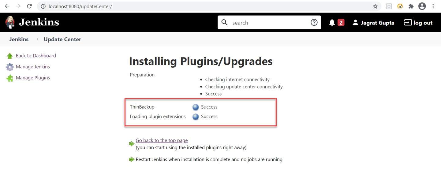 Successful installtion of plugin