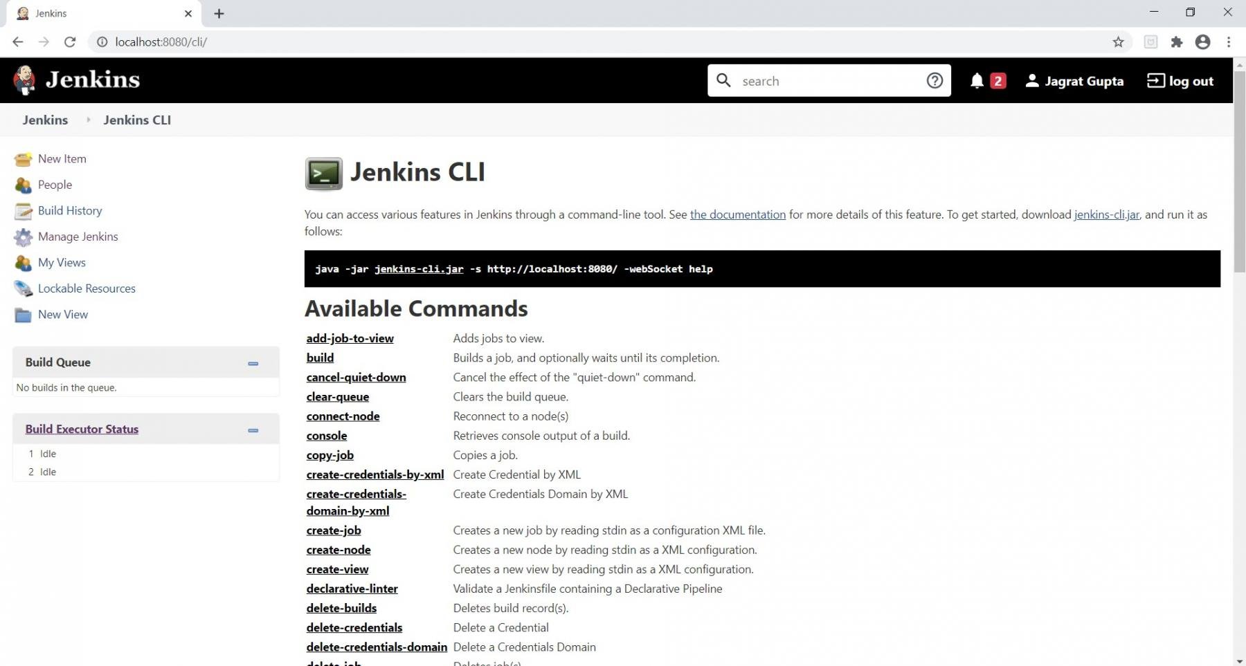 Jenkins CLI section