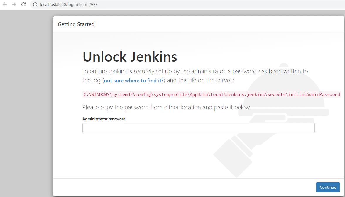 Initial Screen of Jenkins