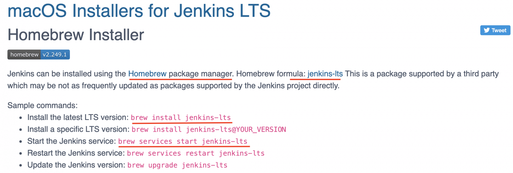 Commands to install Jenkins on macOS
