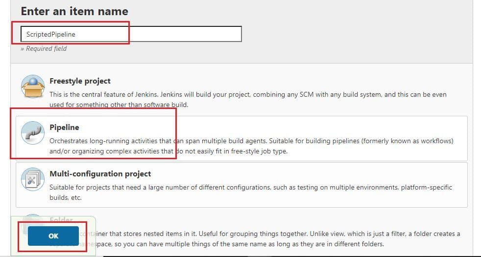 Naming and creating pipeline