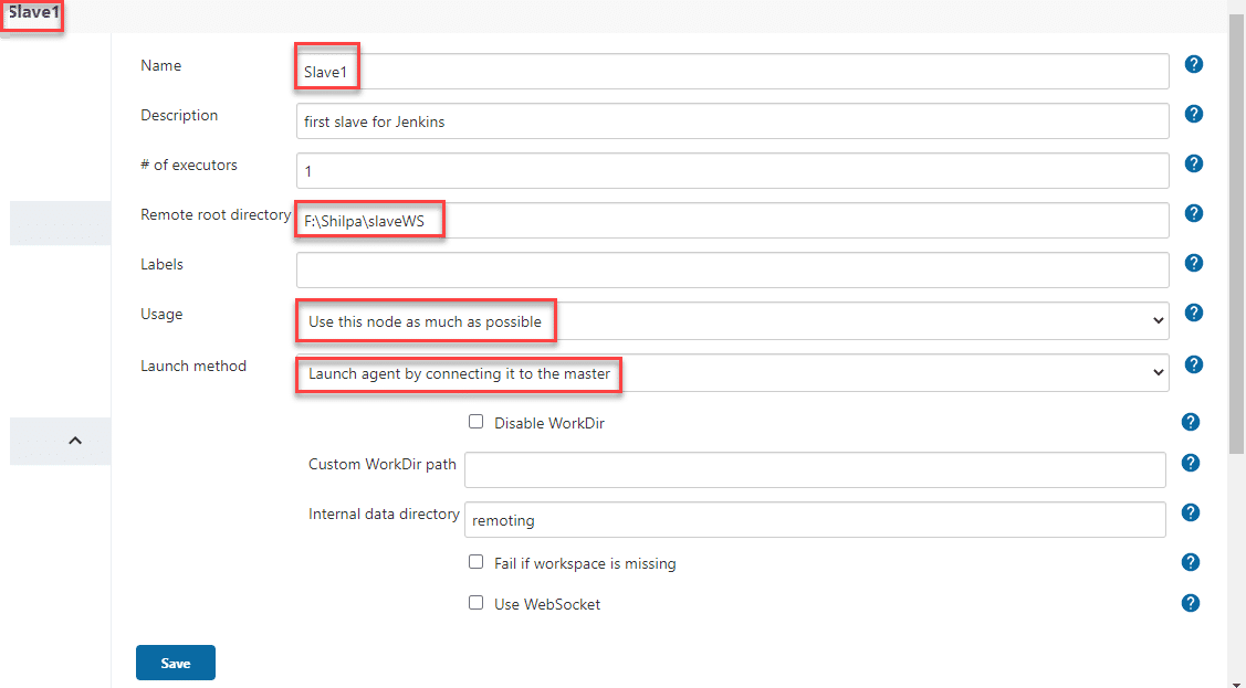 Jenkins distributed builds Configuring a node