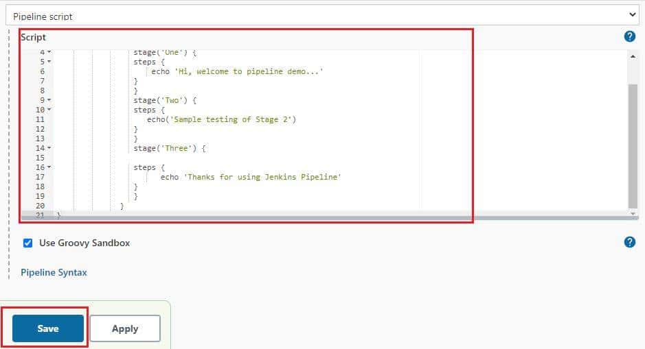 Sample scripted pipeline