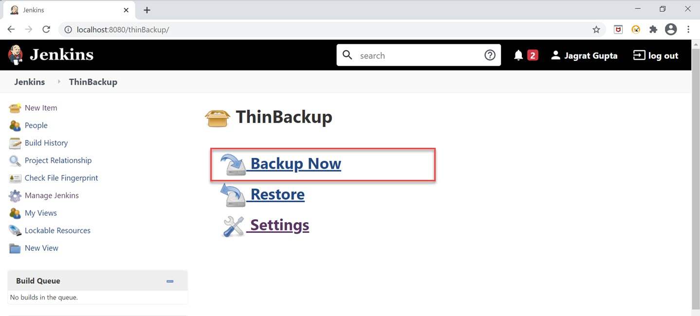 Click on Backup Now