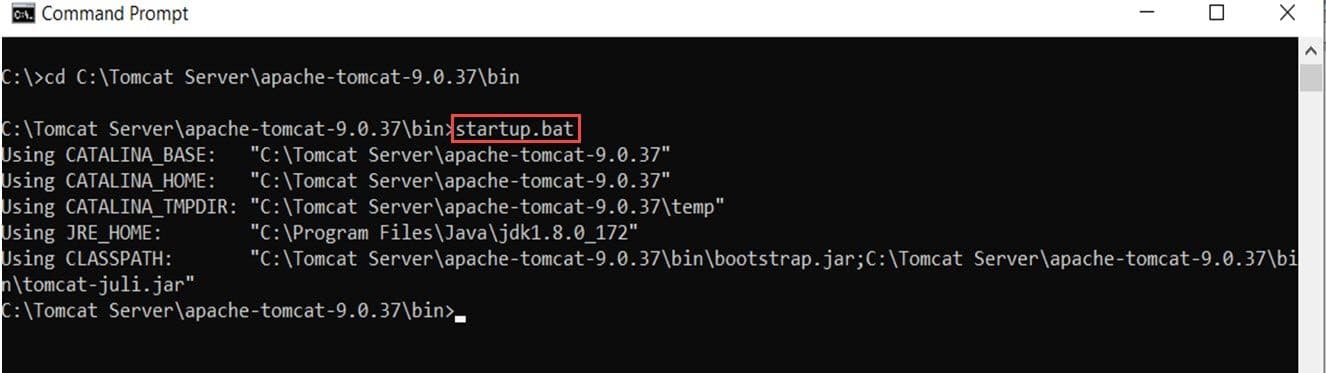 startup.bat command in command prompt