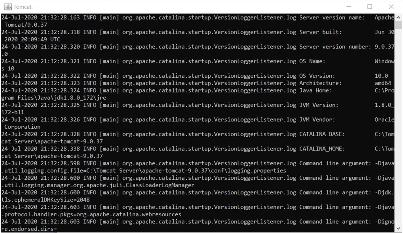 Tomcat window in command prompt