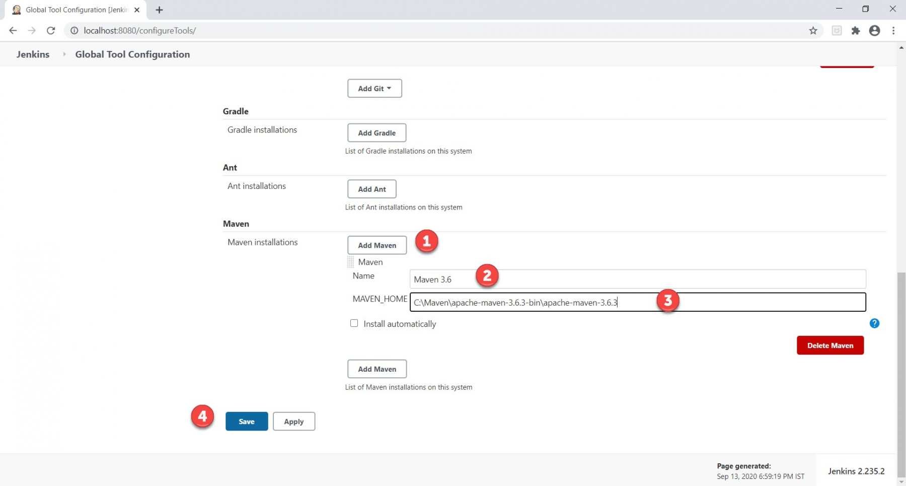 setup maven path in Jenkins