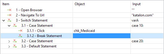 branching statement in manual view